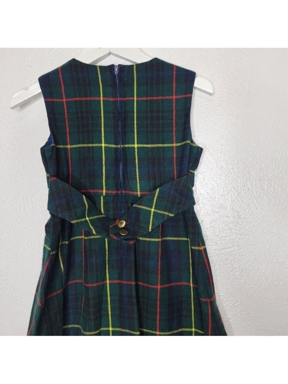 Vintage Florence Eiseman Green Plaid Sleeveless Dress Little Girl's Size 6 - Picture 7 of 11